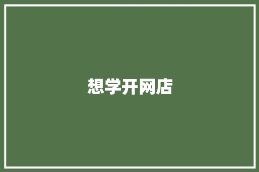 想学开网店