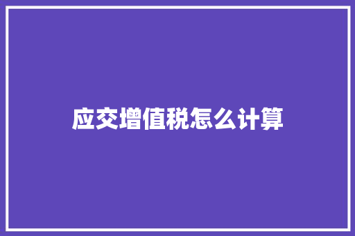 应交增值税怎么计算
