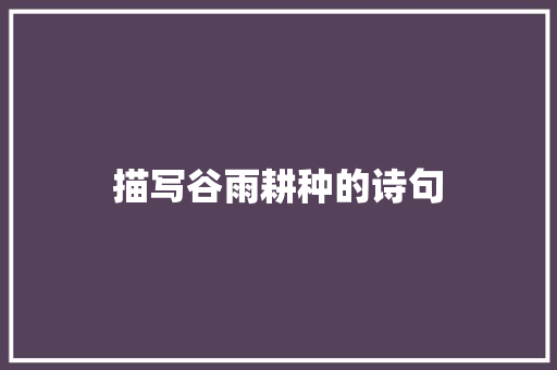 描写谷雨耕种的诗句