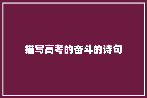 描写高考的奋斗的诗句