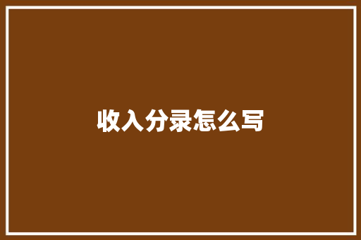 收入分录怎么写