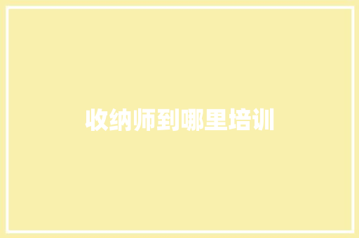 收纳师到哪里培训