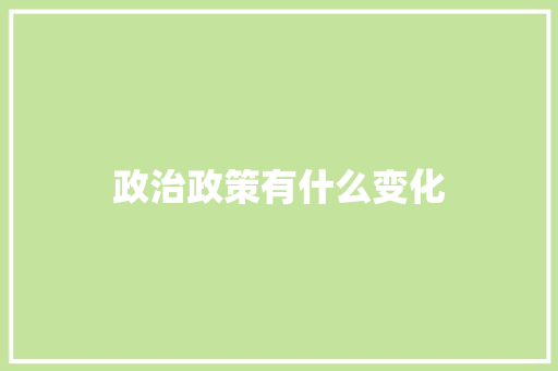 政治政策有什么变化