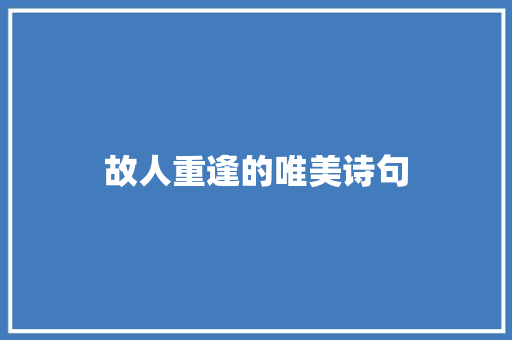 故人重逢的唯美诗句