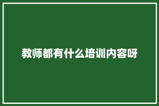 教师都有什么培训内容呀