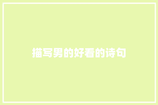 描写男的好看的诗句