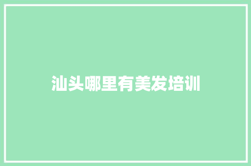 汕头哪里有美发培训