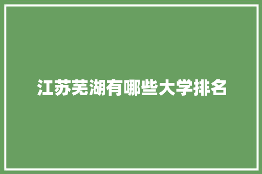 江苏芜湖有哪些大学排名