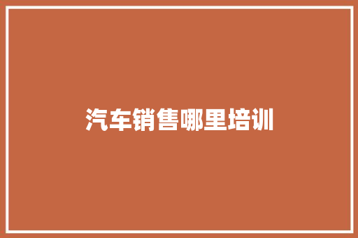汽车销售哪里培训