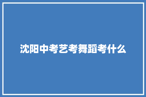 沈阳中考艺考舞蹈考什么