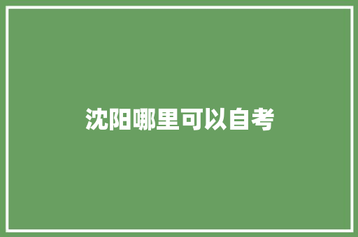沈阳哪里可以自考