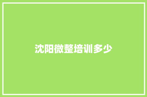 沈阳微整培训多少