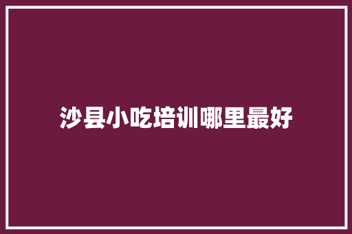沙县小吃培训哪里最好 简历范文