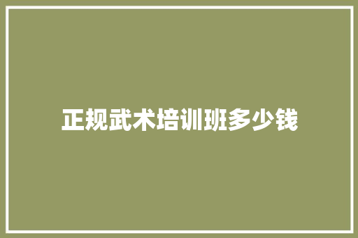 正规武术培训班多少钱