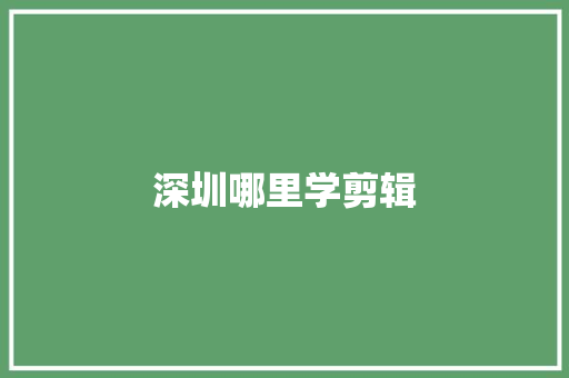 深圳哪里学剪辑