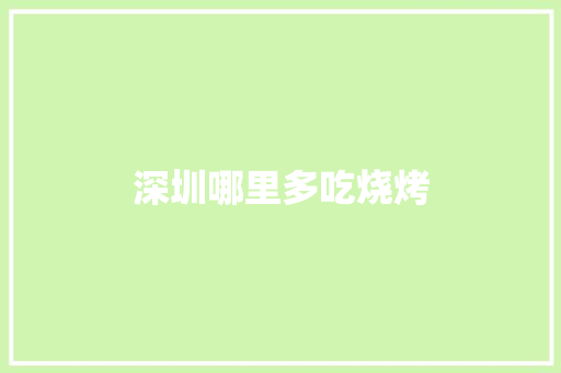深圳哪里多吃烧烤