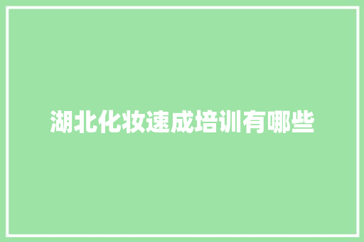 湖北化妆速成培训有哪些