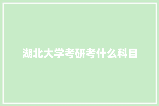 湖北大学考研考什么科目