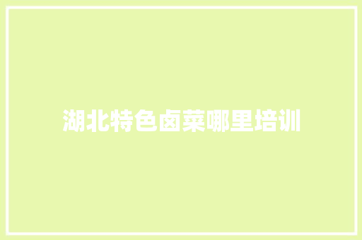 湖北特色卤菜哪里培训
