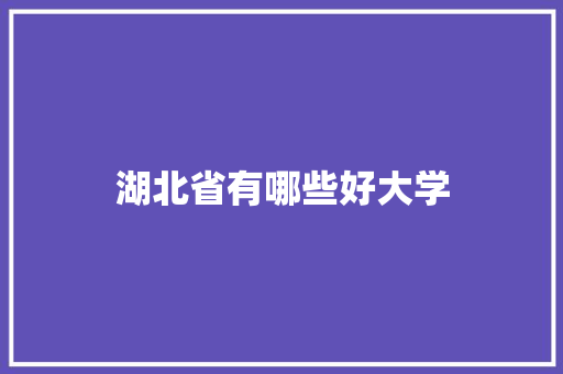 湖北省有哪些好大学