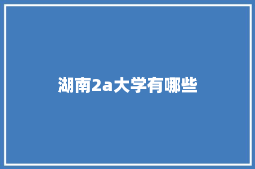 湖南2a大学有哪些