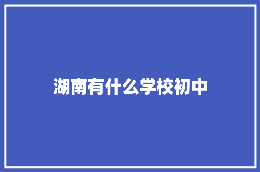 湖南有什么学校初中