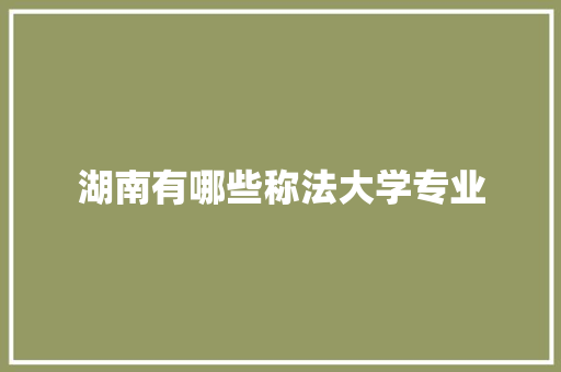 湖南有哪些称法大学专业