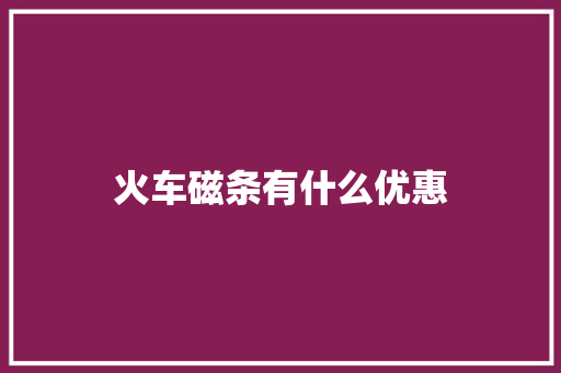 火车磁条有什么优惠