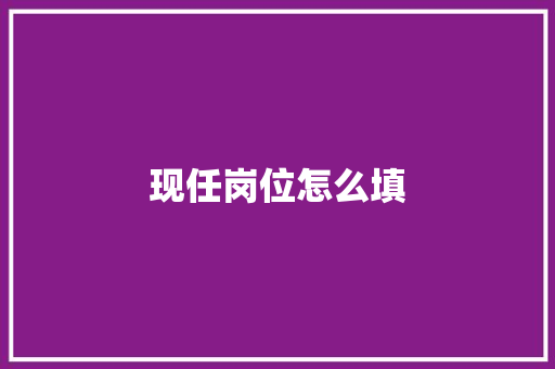 现任岗位怎么填