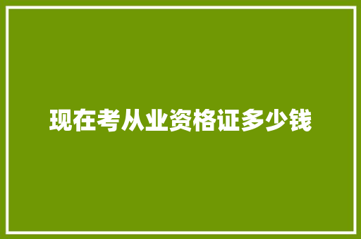 现在考从业资格证多少钱