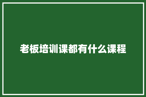 老板培训课都有什么课程