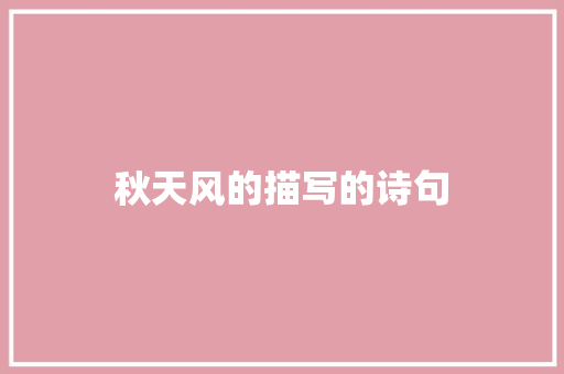 秋天风的描写的诗句