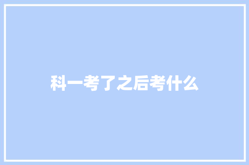 科一考了之后考什么