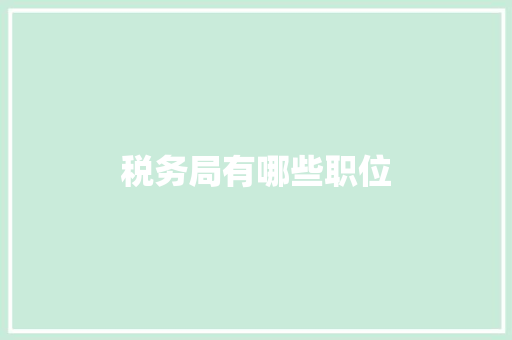 税务局有哪些职位