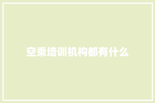 空乘培训机构都有什么