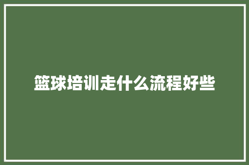 篮球培训走什么流程好些