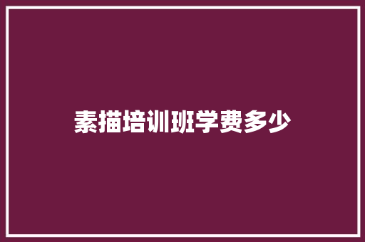 素描培训班学费多少