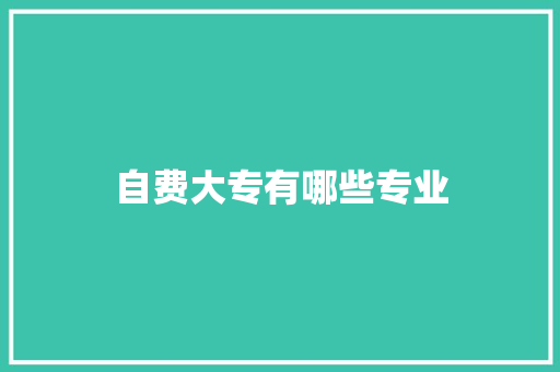 自费大专有哪些专业