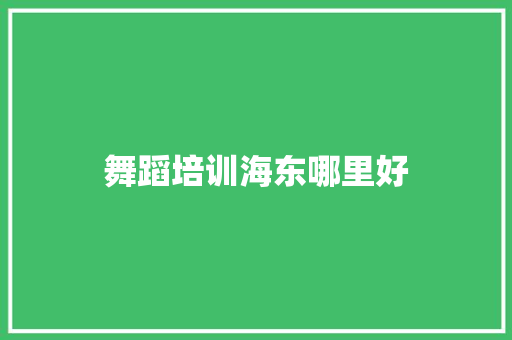 舞蹈培训海东哪里好