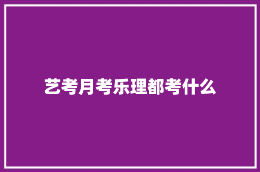 艺考月考乐理都考什么