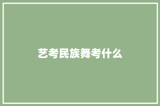 艺考民族舞考什么