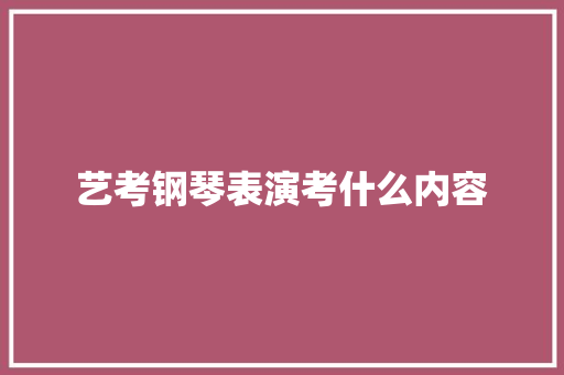 艺考钢琴表演考什么内容