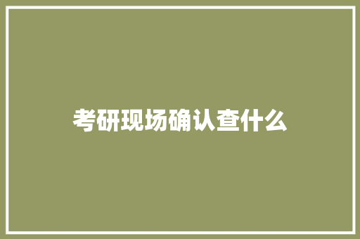 考研现场确认查什么